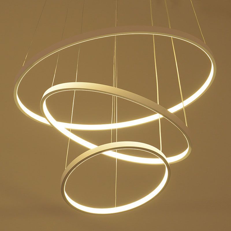 Modern Circular Ring Pendant Lights 3 2 1 Circle Rings Acrylic Aluminum Body Led Lighting Ceiling Lamp Fixtures Contemporary Hanging Lights Hanging