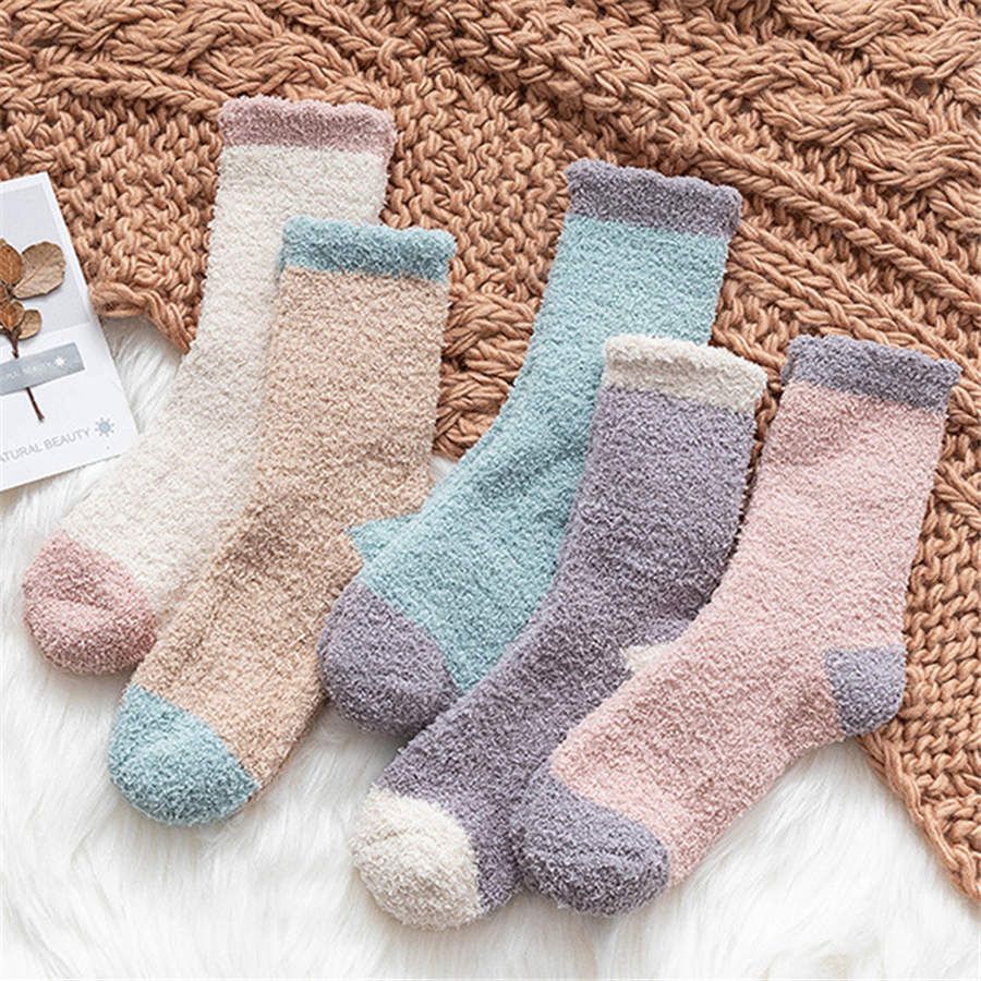 Winter Coral Velvet Socks Home Floor Socks Men And Women Half Velvet ...