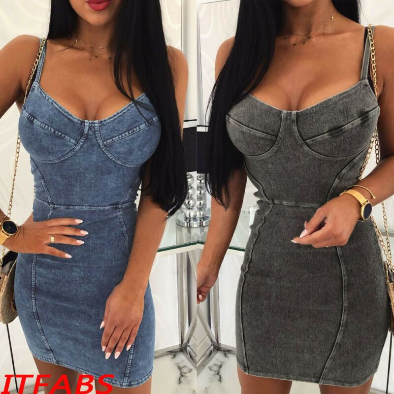 thin strap denim dress