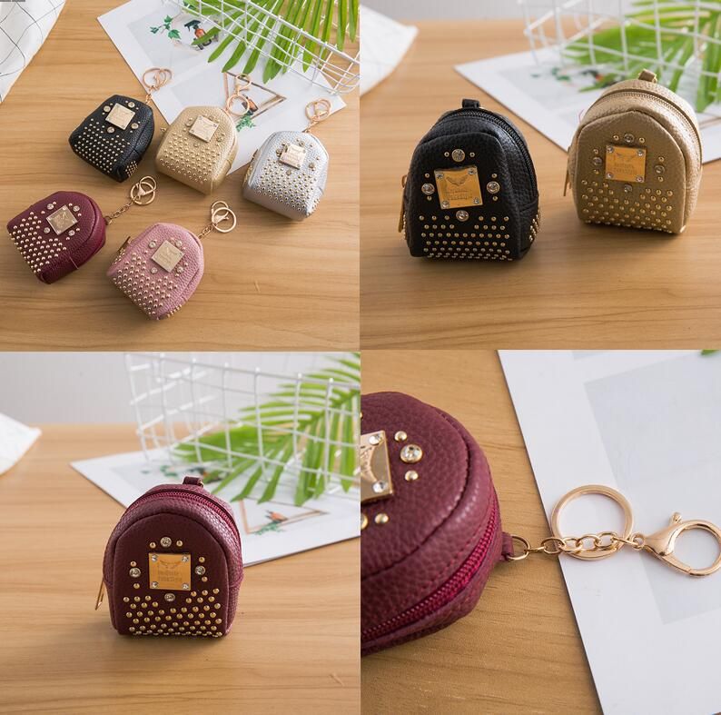 Keychain Mini Coin Purse Rivet Rivet Small Shoulder Bag Key Bag Pendant Jewelry Accessories ...