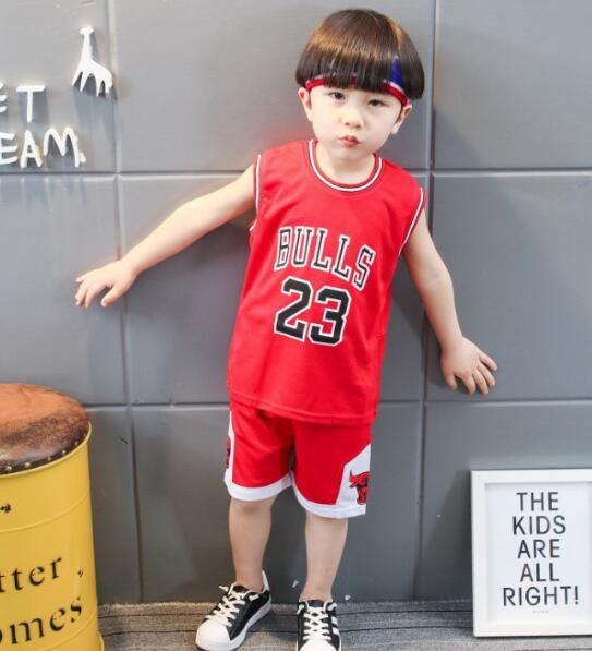 Kids Baby Boys Summer Outfits Basketball Clothes Sports T-shirt+Shorts Sets 