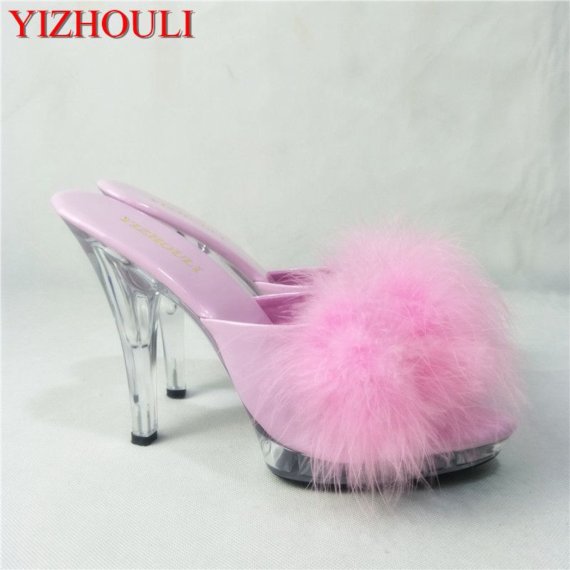 pink feather shoes