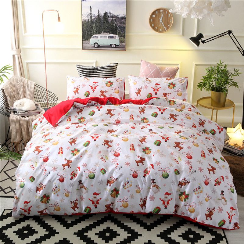 Merry Christmas Bedding Set Xmas Duvet Cover With Pillowcases