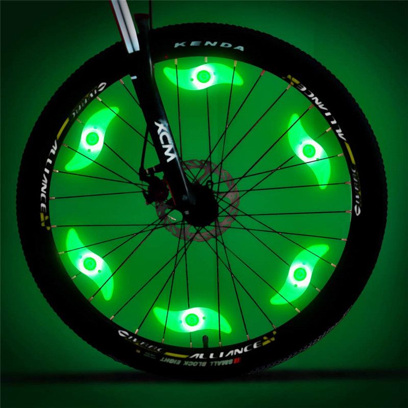 6 green bike wheel lights