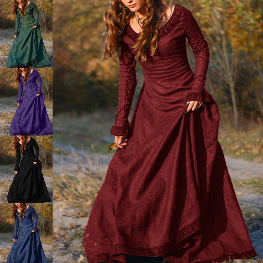 Frauen Vintage Mittelalter Renaissance Kleid Cosplay Kostüme Prinzessin Gothic
