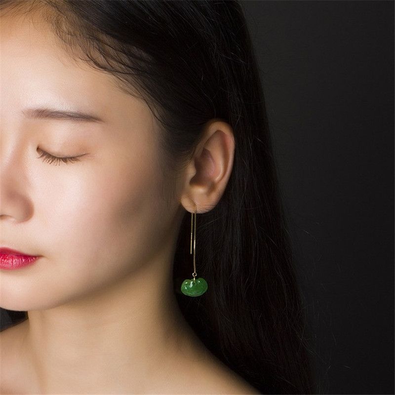 Gold Plated Earring Women Girl Emerald Stud Earrings Wedding Valentines Gift