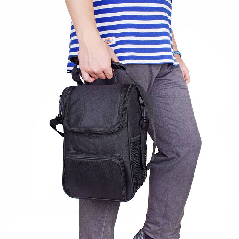 lunch bag with shoulder strap and bottle holder
