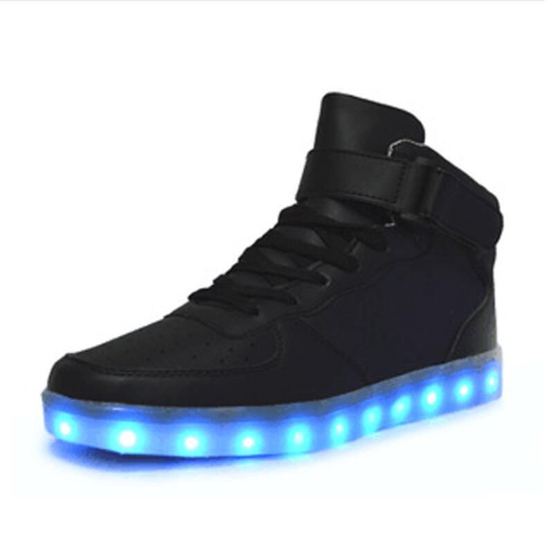 Led Shoes Man USB Light Up Unisex Flats 