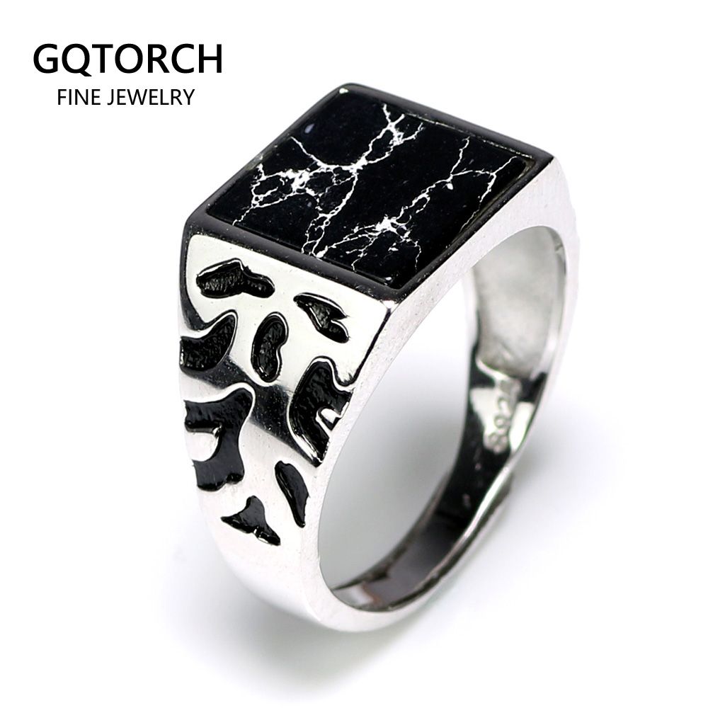 925 Sterling Silver Vintage Mens Rings Adjustable Square Shaped Black Stone Flower Pattern Design Male Turkey Jewelry From Rocketer 31 03 Dhgate Com Chimoda mens silver ring with black onyx stone in 925 sterling turkish handmade jewelry men's rings. 925 sterling silver vintage mens rings