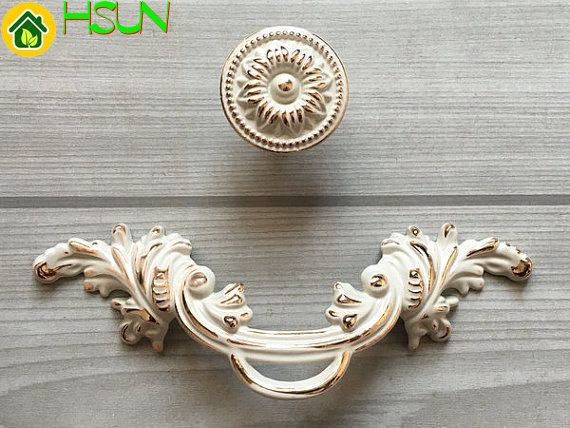 2020 2 5 Shabby Chic Dresser Pull Drawer Pulls Handles White Gold