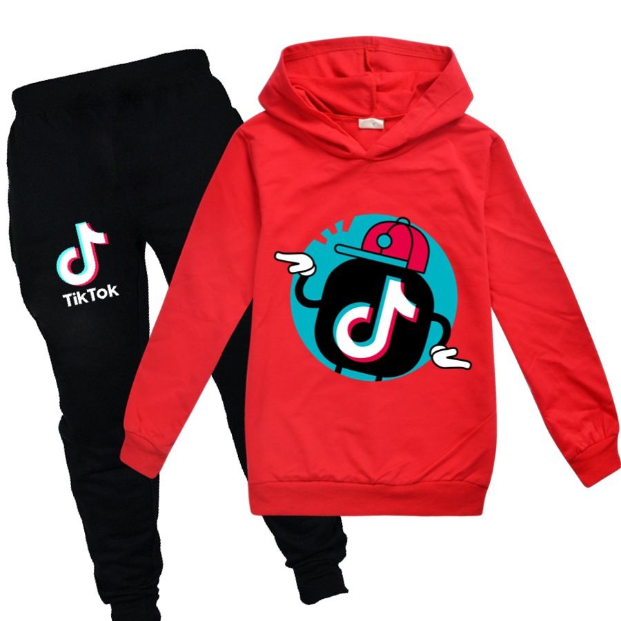 Cute Kid Tik Tok Clothes Set Hoodie Sweatshirt Pants Set For 2