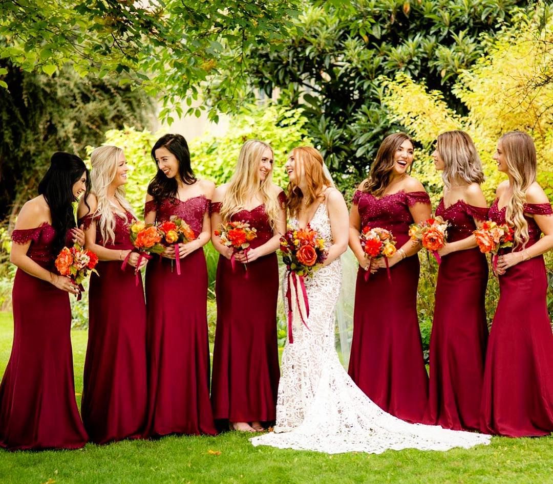 Apple red hotsell bridesmaid dresses cheap