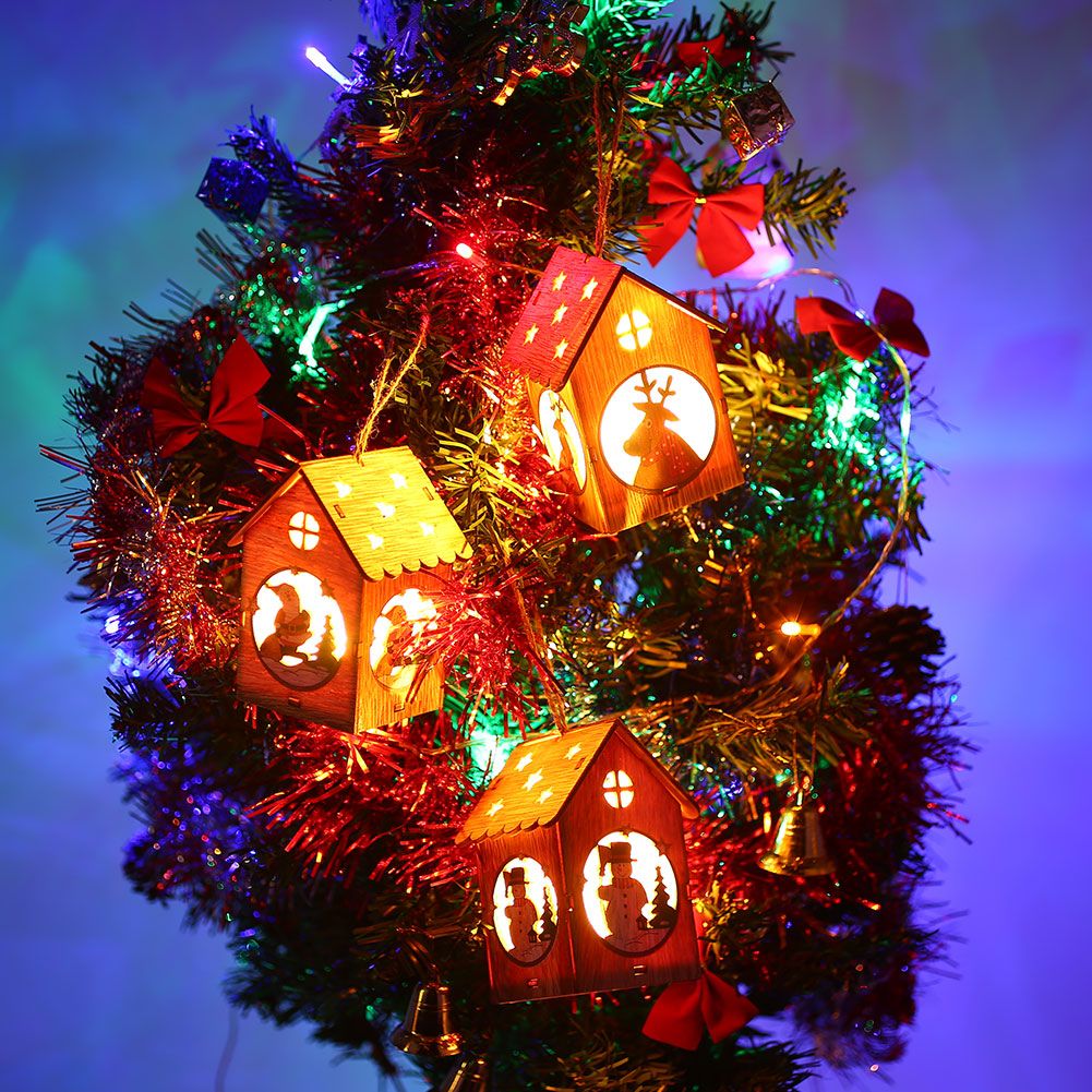 Christmas Glowing Cabin Wooden Led Lights Ornaments Wedding