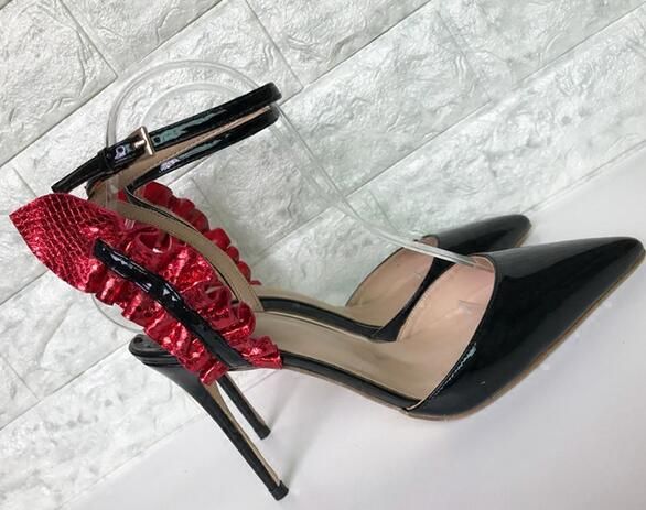 red low heel slingback shoes