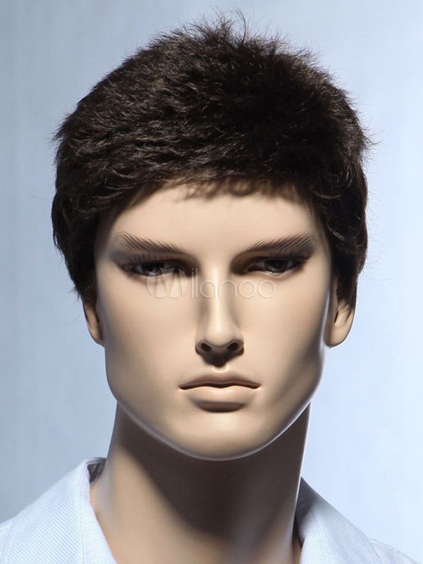 Fashion Wig New Sexy Men Short Natural Hair Black Wigs For