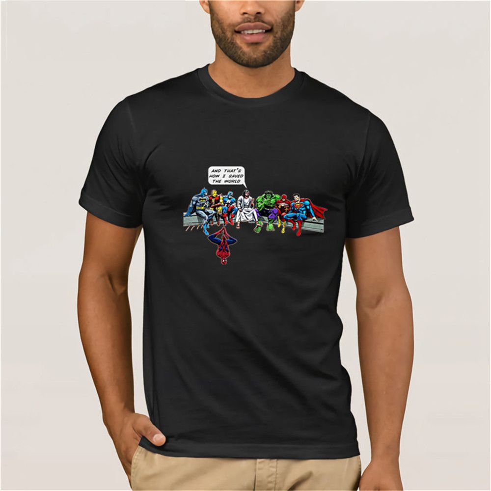 t shirt with jesus and superheroes
