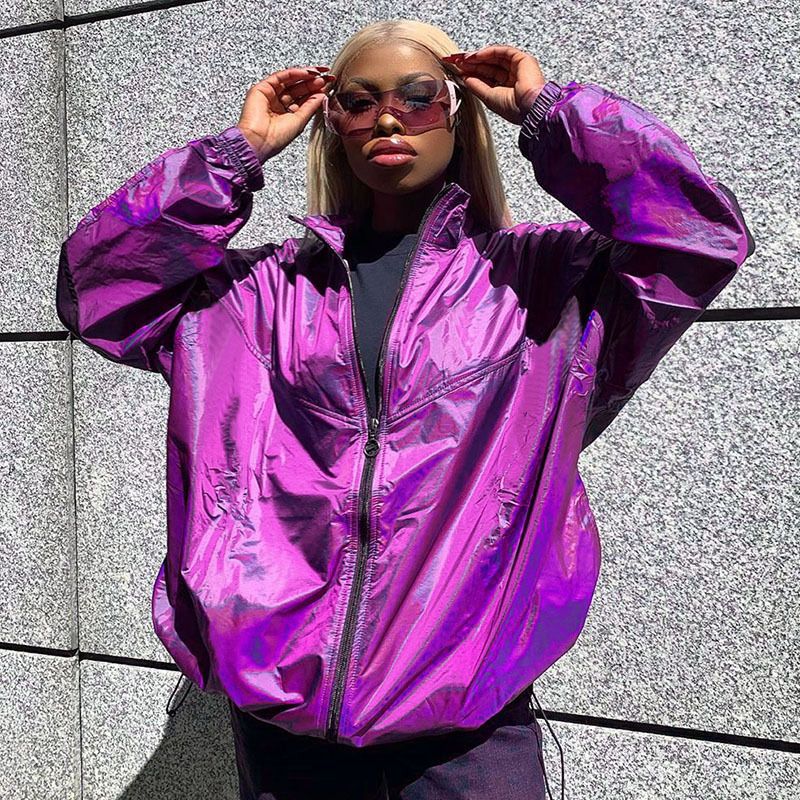 metallic windbreaker jacket