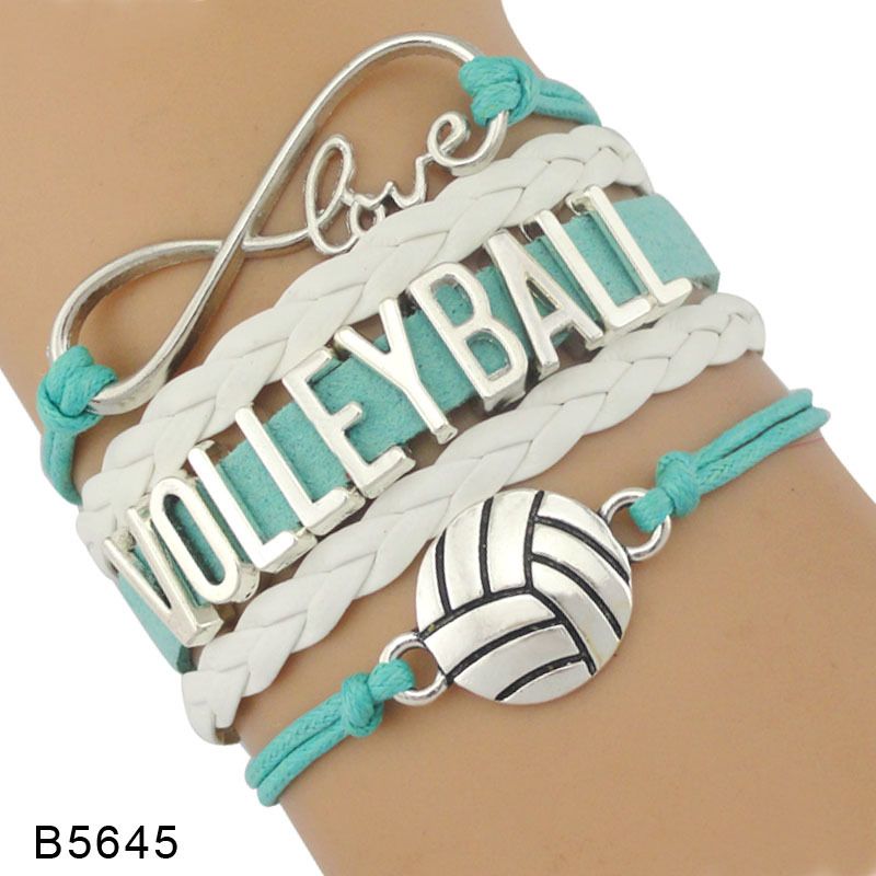 8 Silvertone Large Volleyball Friends Infinity Toggle Chain Bracelet