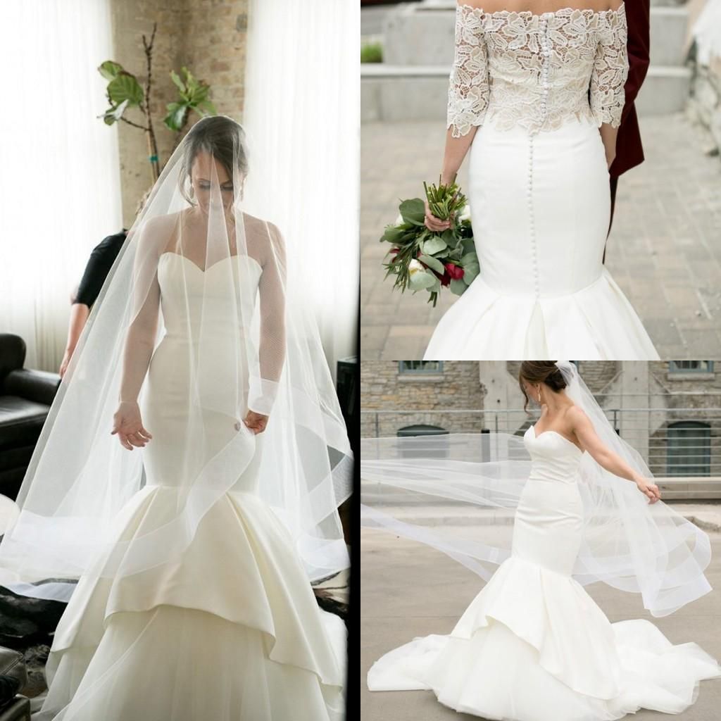 Compra 2020 Vestidos De Novia De Sirena Con Chaqueta De Encaje Envoltura  Cariño Escote Satinado Tuled Terred Capilla Personalizado Vestido De Boda  Vestido De Novia Barato | Entrega Rápida Y Calidad | Es.Dhgate