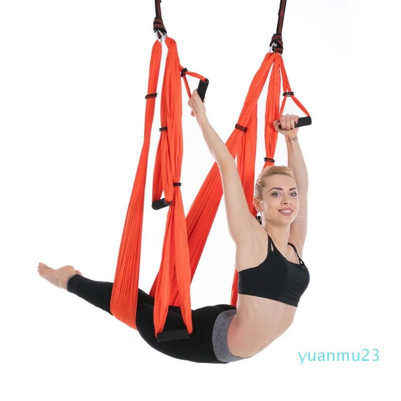 Toptan-Anti-Anti-Yerçekimi Hava Tam Set 6 Kolları Yoga Tavan Hamak Uçan Swing Trapez Yoga Inversion Cihazı Ev Gym Asılı Kemer