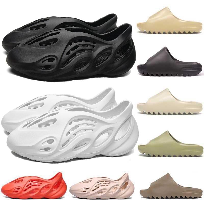 2020 New Kanye Foam Runner Triple White Black Women Mens Stylist Desert Sand Bone Resin Slides 