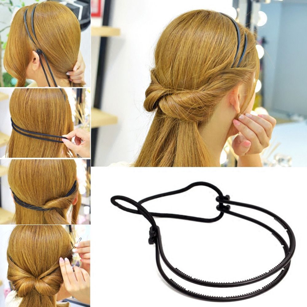 New Style Womens Magic Hair Curls Bun Black Headband Girls Hair