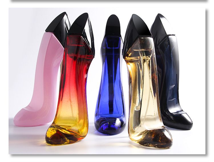 blue high heel perfume