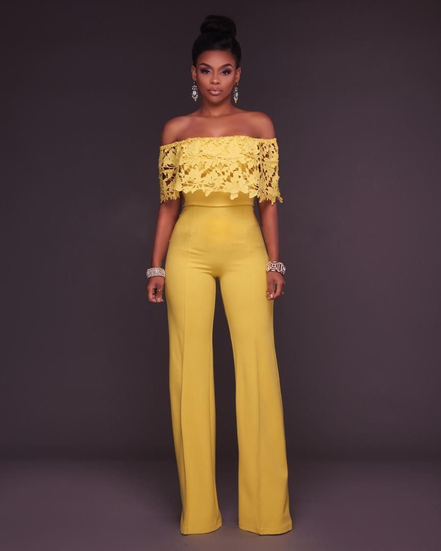 yellow lace jumpsuit