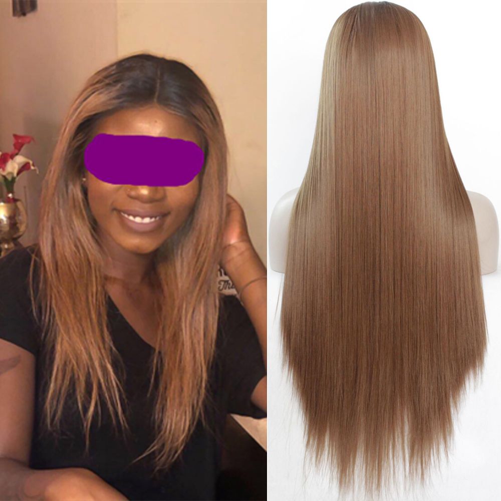 Ombre Straight Hair Synthetic Lace Front Wig 13x4 Glueless Heat