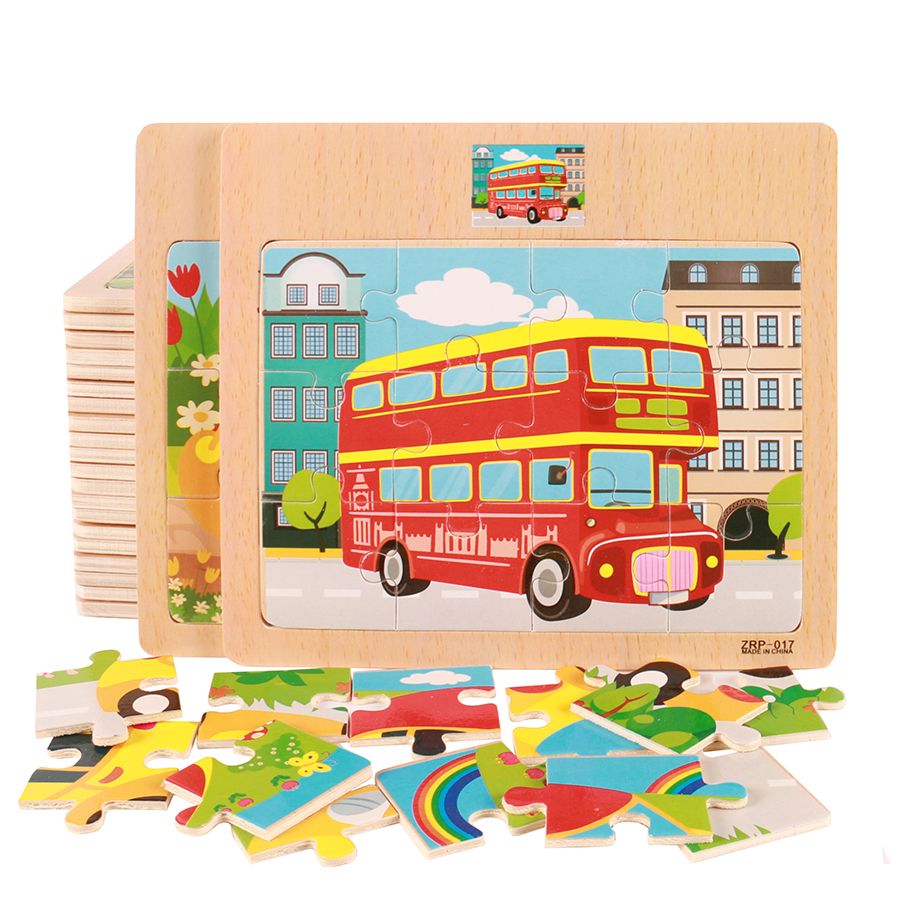 Early Educational Puzzle Montessori Toy Child Wooden Cartoon Learning Toys DSW