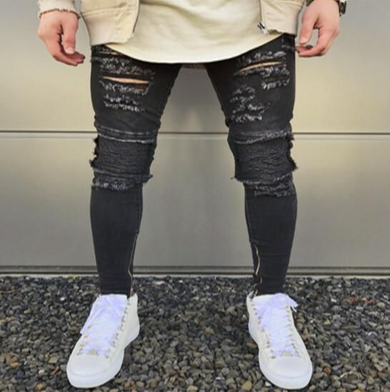 Купить 2019 New Black Ripped Jeans Men 