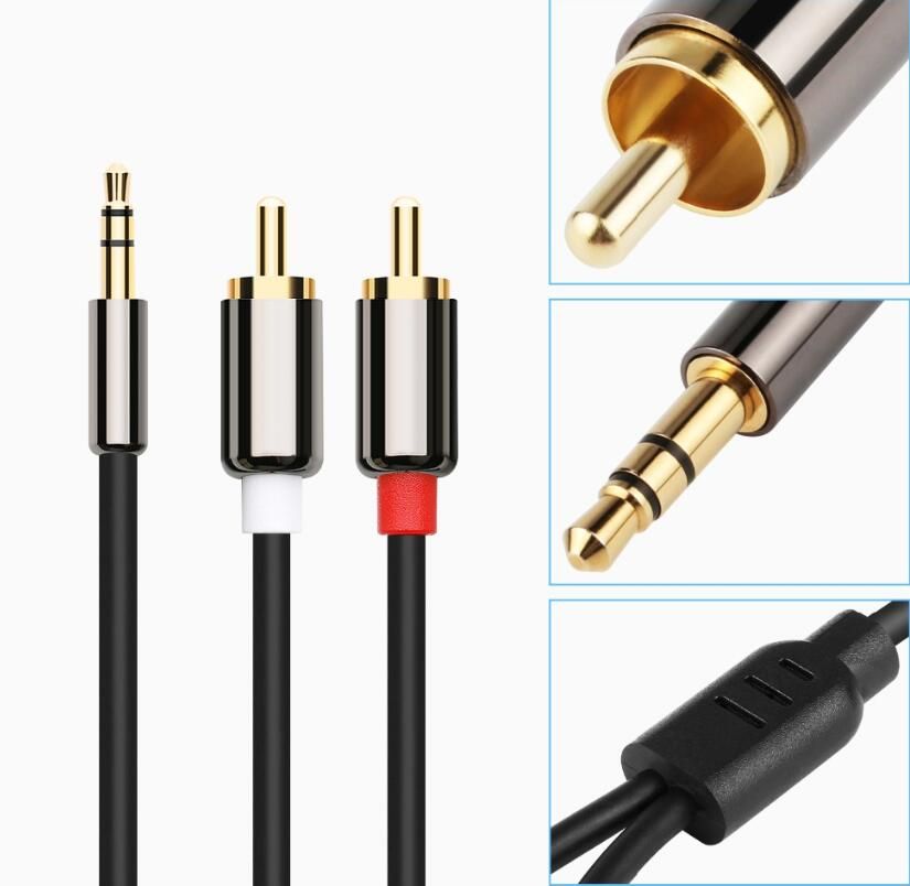 RCA jack 3,5 mm a 2 RCA Aux adaptador de estéreo Cable Conector