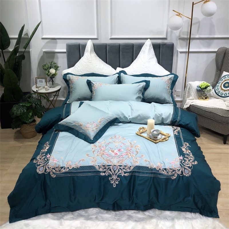 Luxury European Pastoral Embroidery Egyptian Cotton Bedding Set