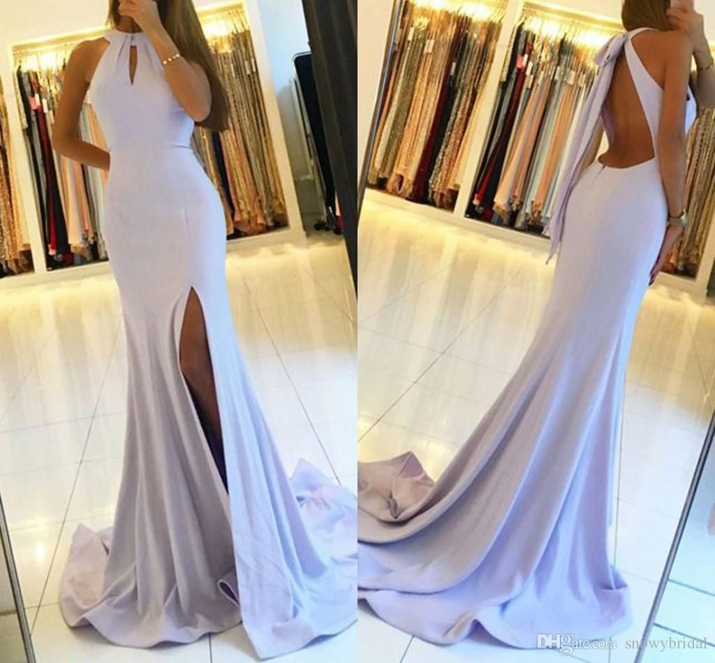 Compra Lila Sirena Largos Vestidos De Noche 2019 Atractivo Del Halter Y  Espalda Abierta De La Fiesta Fin De Curso Formal Mujeres Adolescentes  Vestido De Alta Costura Por Encargo De La Alta