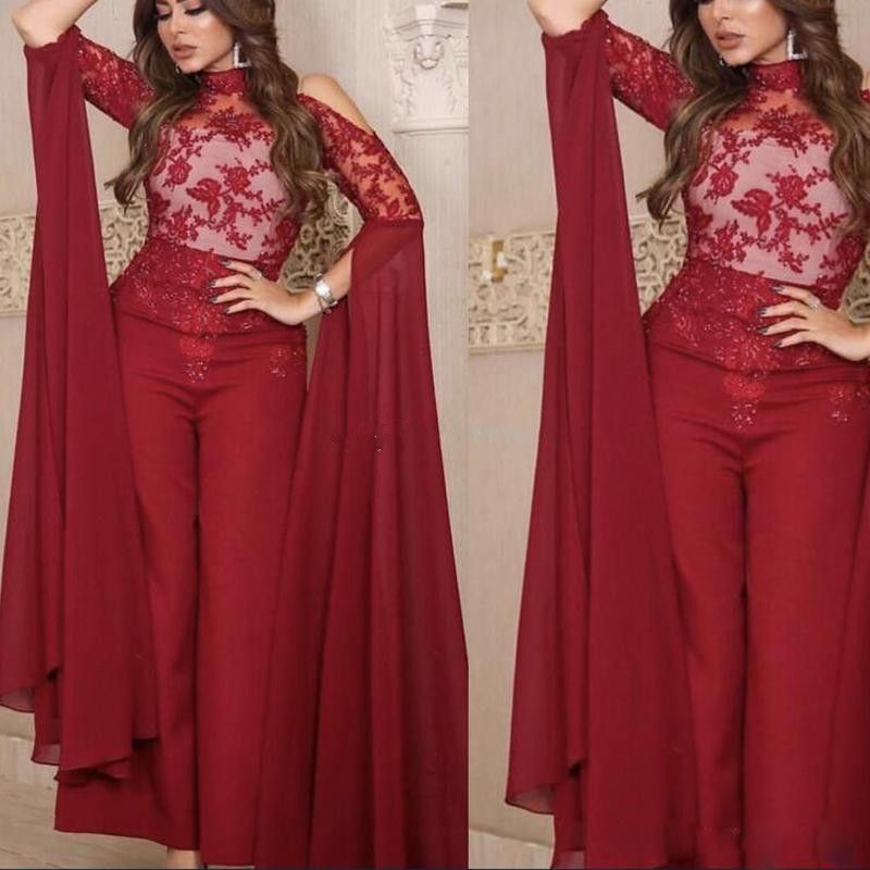 high neck red jumpsuit