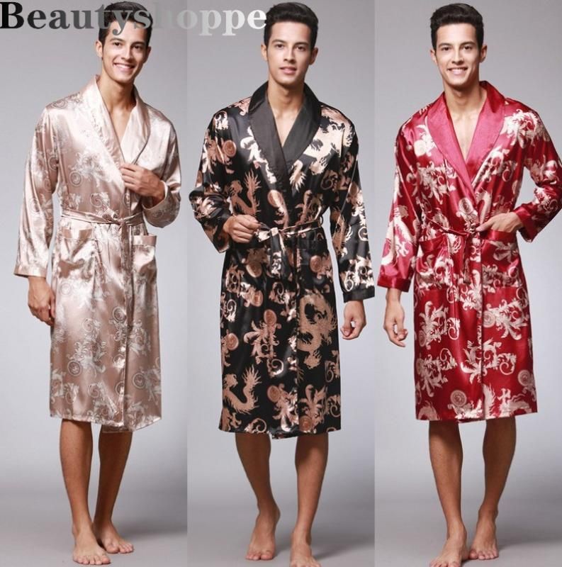 mens satin silk robe