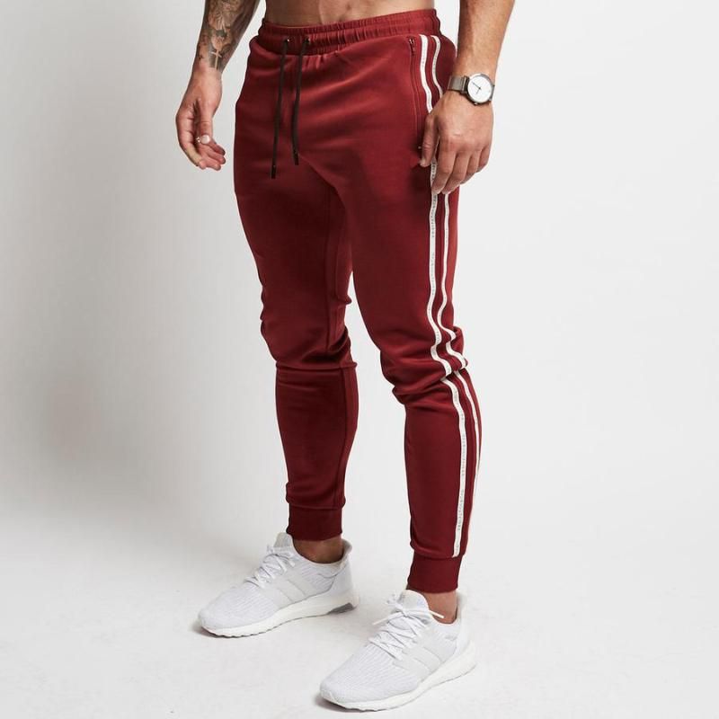 red jogging pants