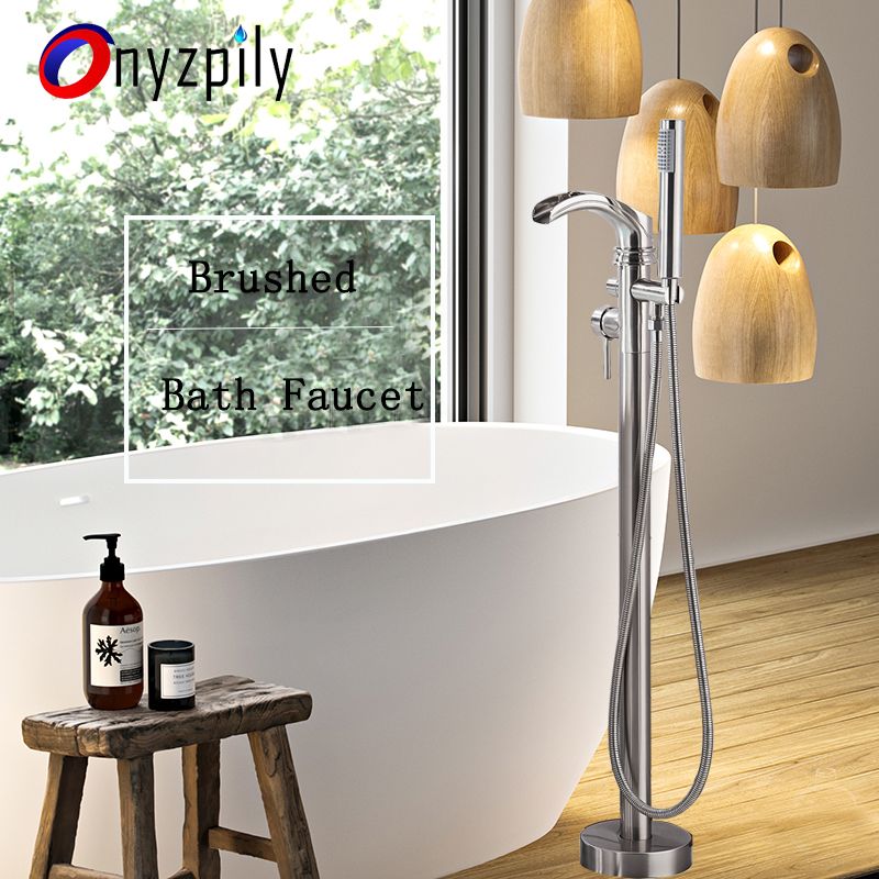 2020 Onyzpily Brushed Bath Shower Faucet With Abs Handheld Floor