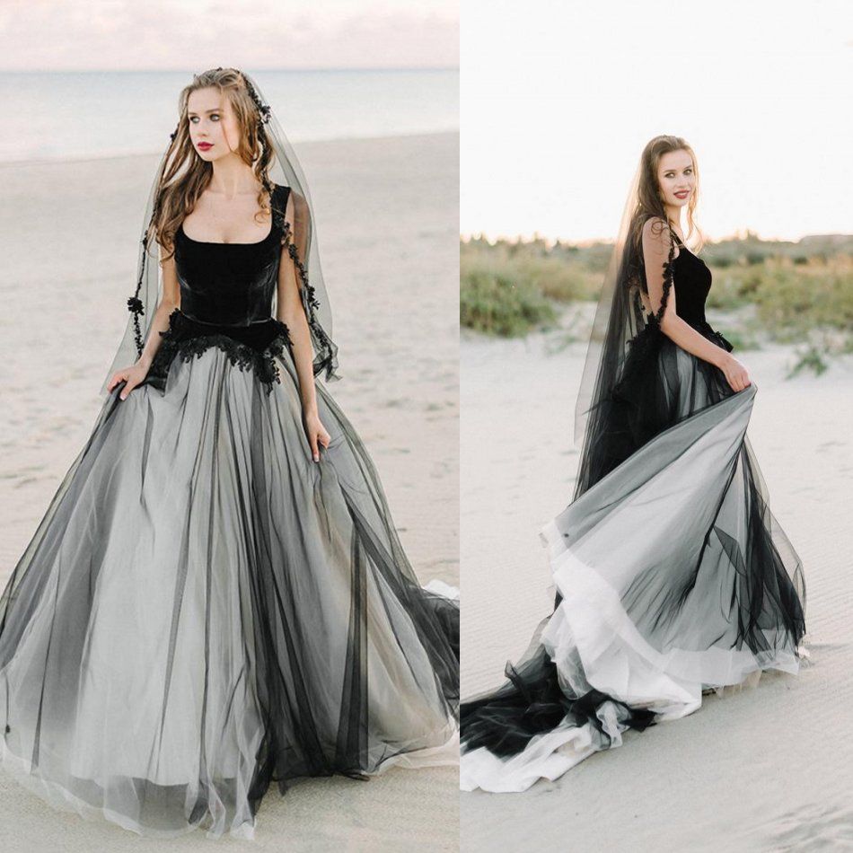 black beach wedding dresses