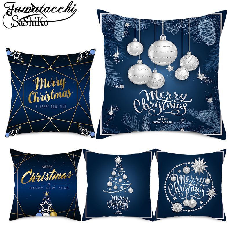 navy christmas pillows