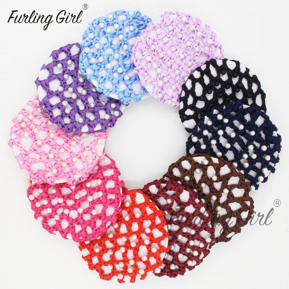Furling Girl Girls Pearl Ballet Dance Hair Bun Cover Snood Hair