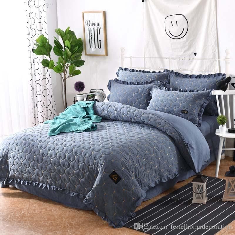 S1908007 Luxurious Water Washed Cotton Bed Linen Peacock Pattern