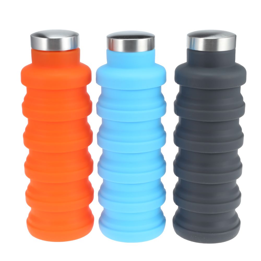 500ML Portable Silicone Water Bottle Retractable Folding Coffee Bottle