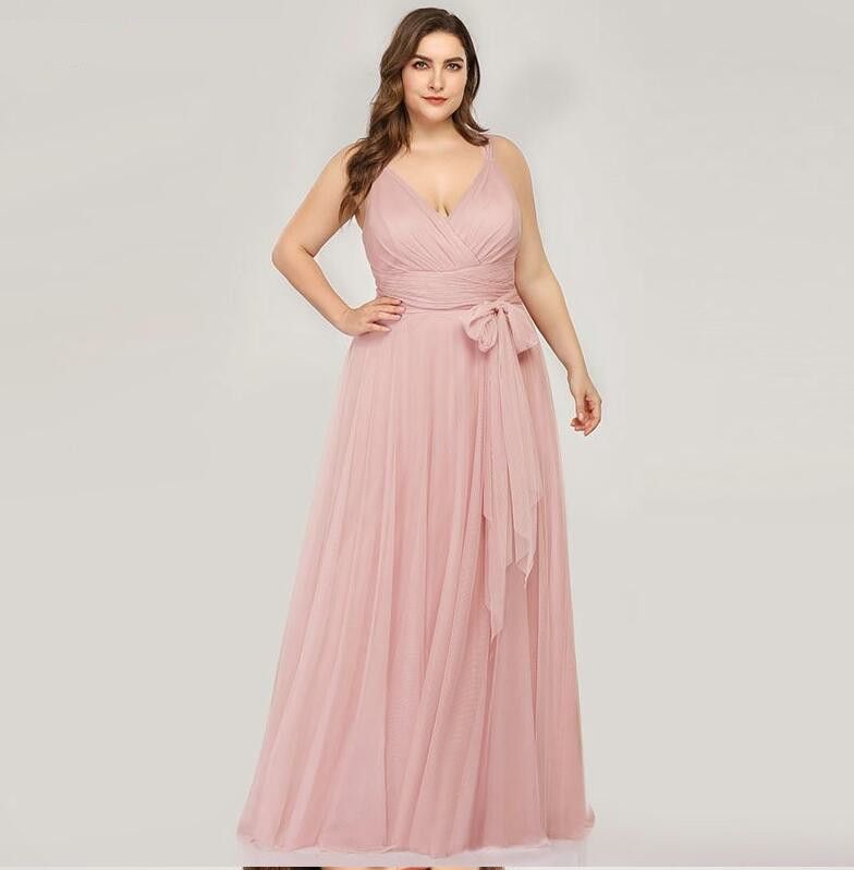 plus size blush long dress