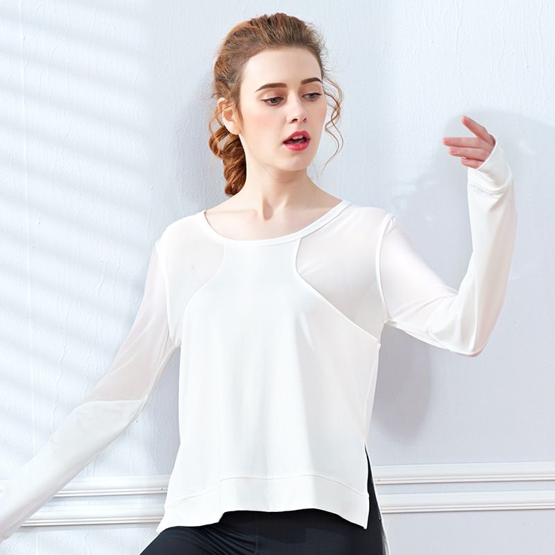 2019 Patchwork Loose Yoga Top Solid Breathable Sport Shirt Women Long ...