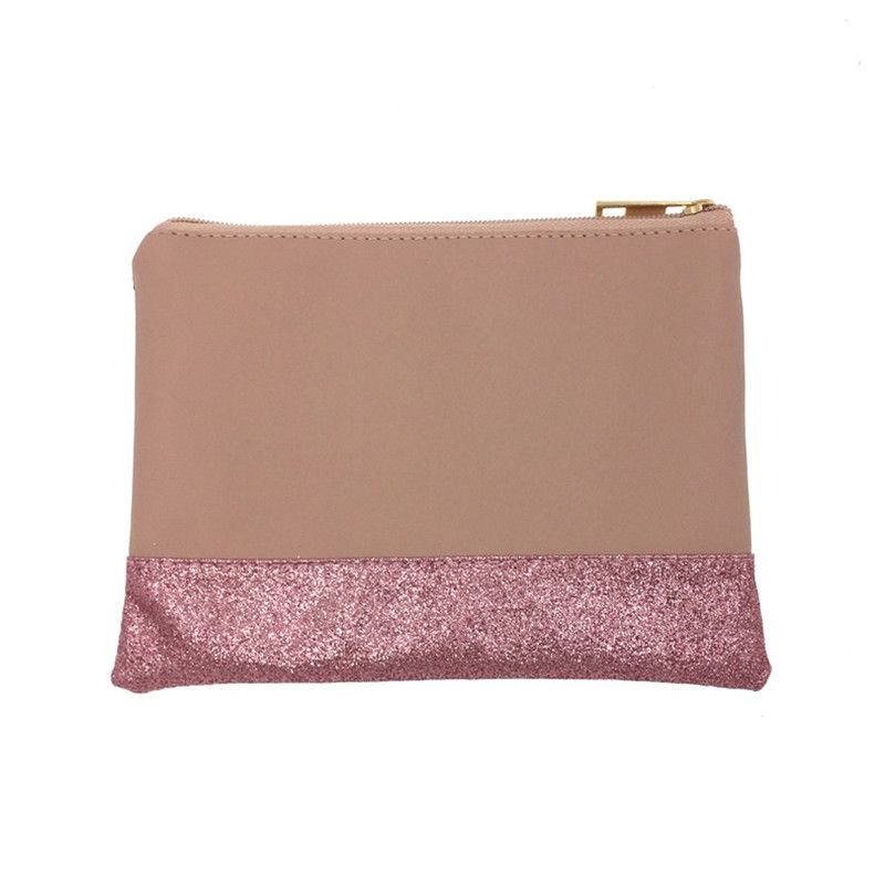 High Quality Glitter Cosmetic Bag Wholesale Blanks Shining PU Clutch Makeup Bag 20cmx14cm LX1218