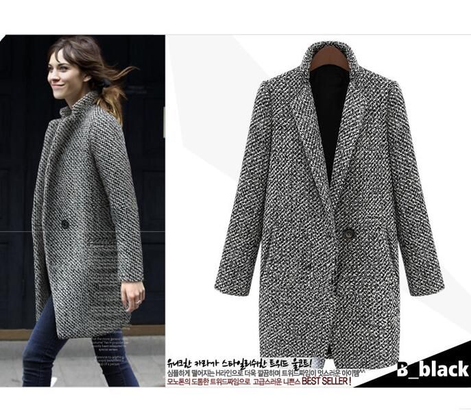 black and white wool coat