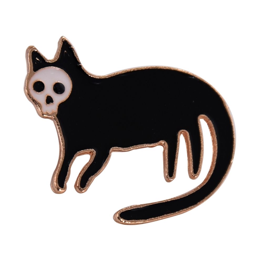 2020 New Black Cat Skull Design Alloy Drip Oil Brooch Female