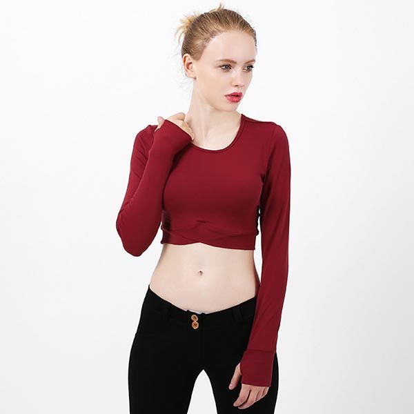 cropped long sleeve athletic top