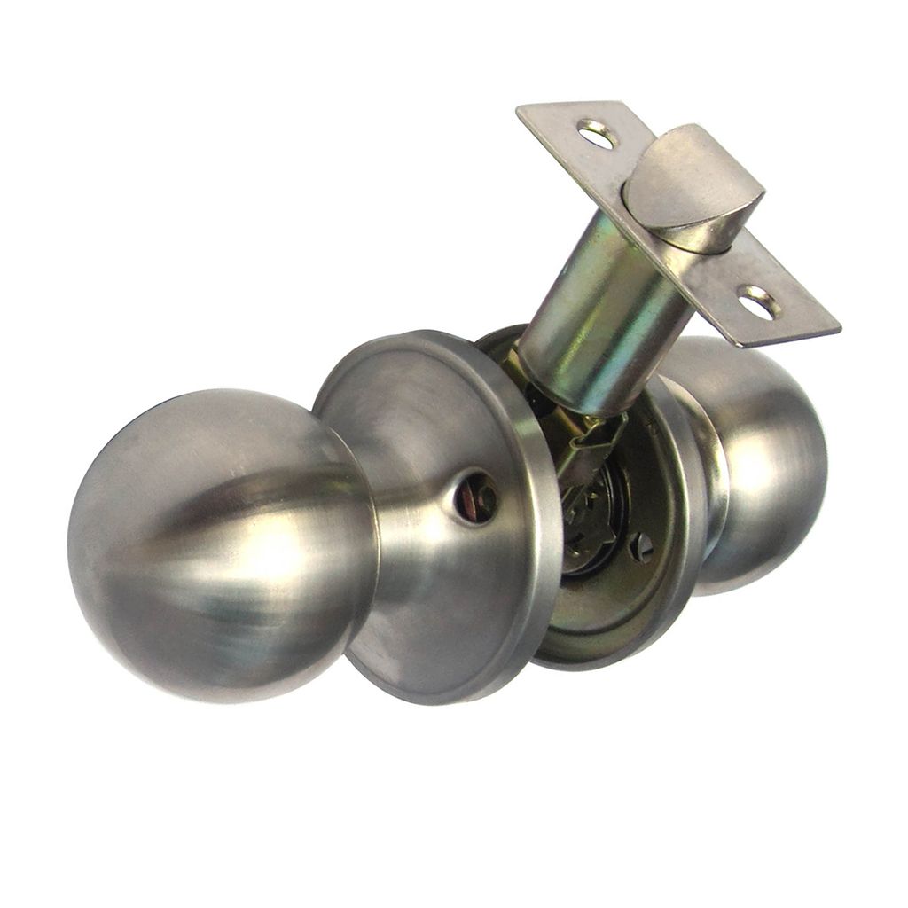 silver door knob with lock